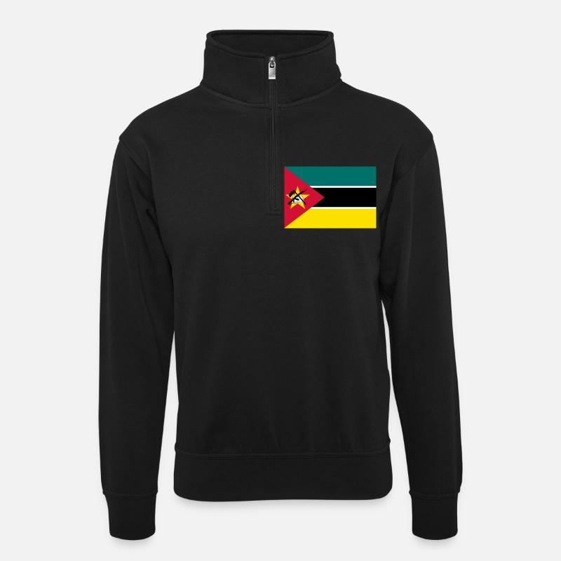 Mosambik - Unisex Pullover mit Zip-Kragen - Schwarz