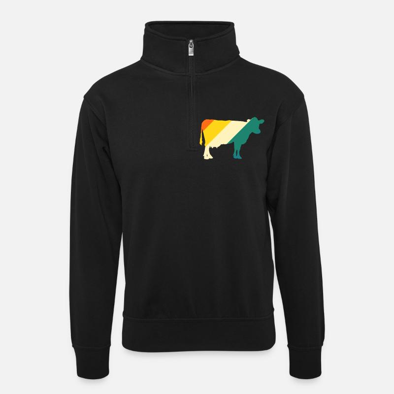 Cow Highland Cattle Cows - Unisex sweater with zip collar - black