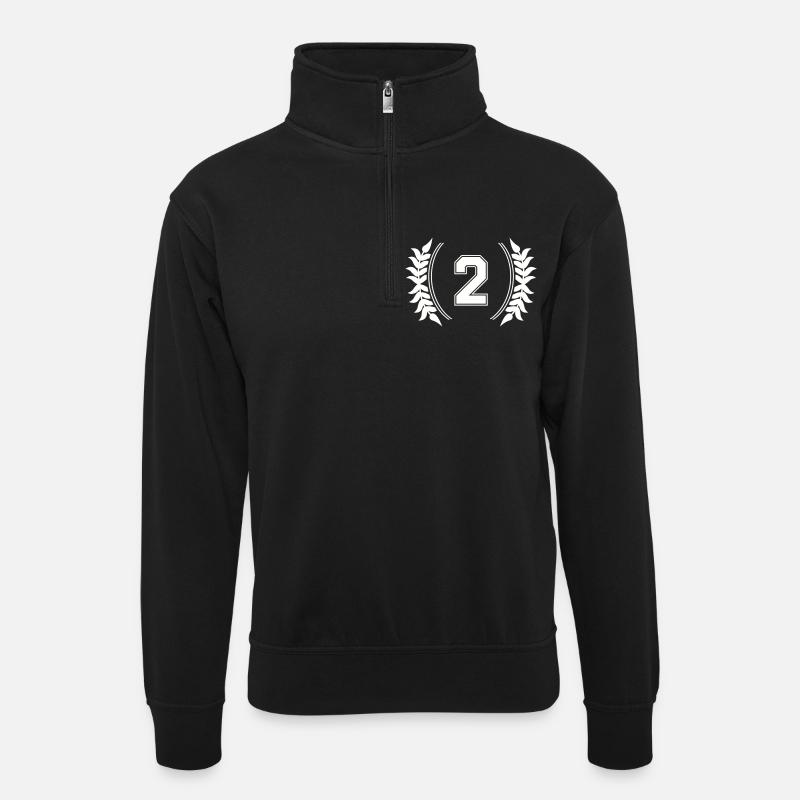 Number 2 - Unisex sweater with zip collar - black