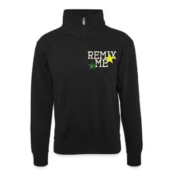 Remix me - Unisex sweater with zip collar - black - Front