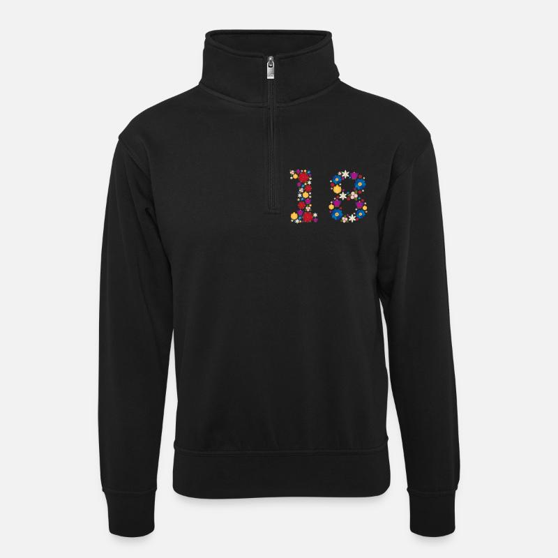 Flowers 18 - Unisex Pullover mit Zip-Kragen - Schwarz