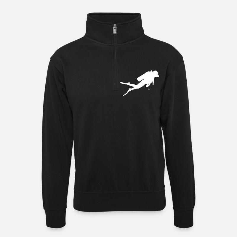 diver - Unisex sweater with zip collar - black