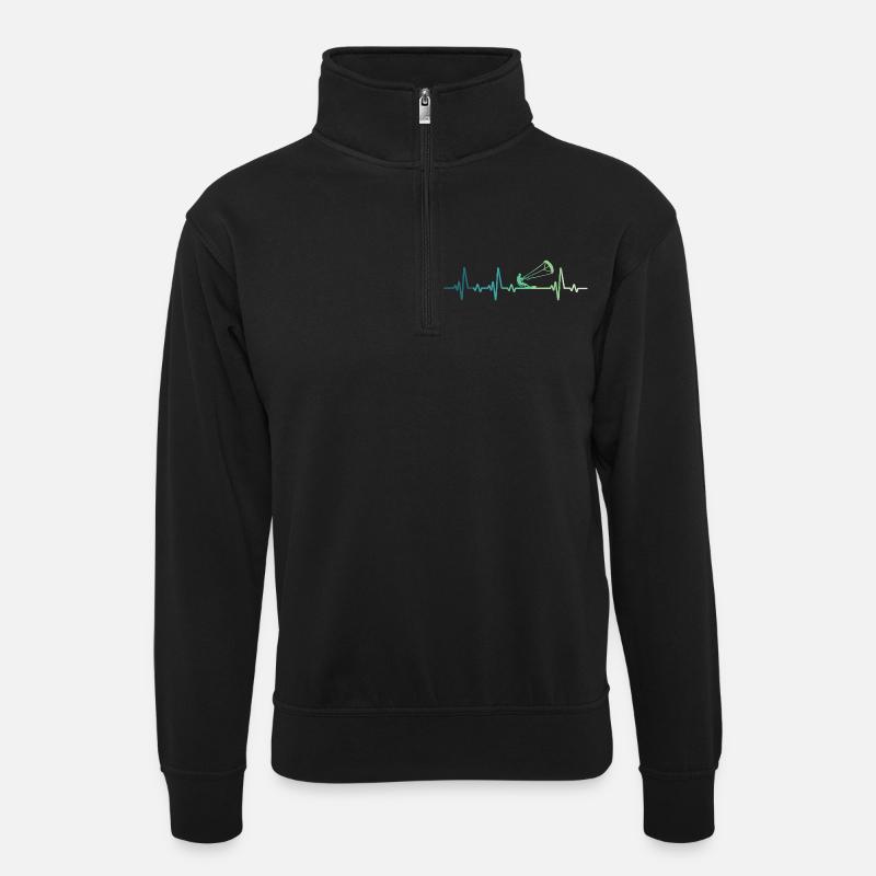 Kitesurf battement de coeur Kiteboard Surf - Sweat col montant zippé unisexe - noir