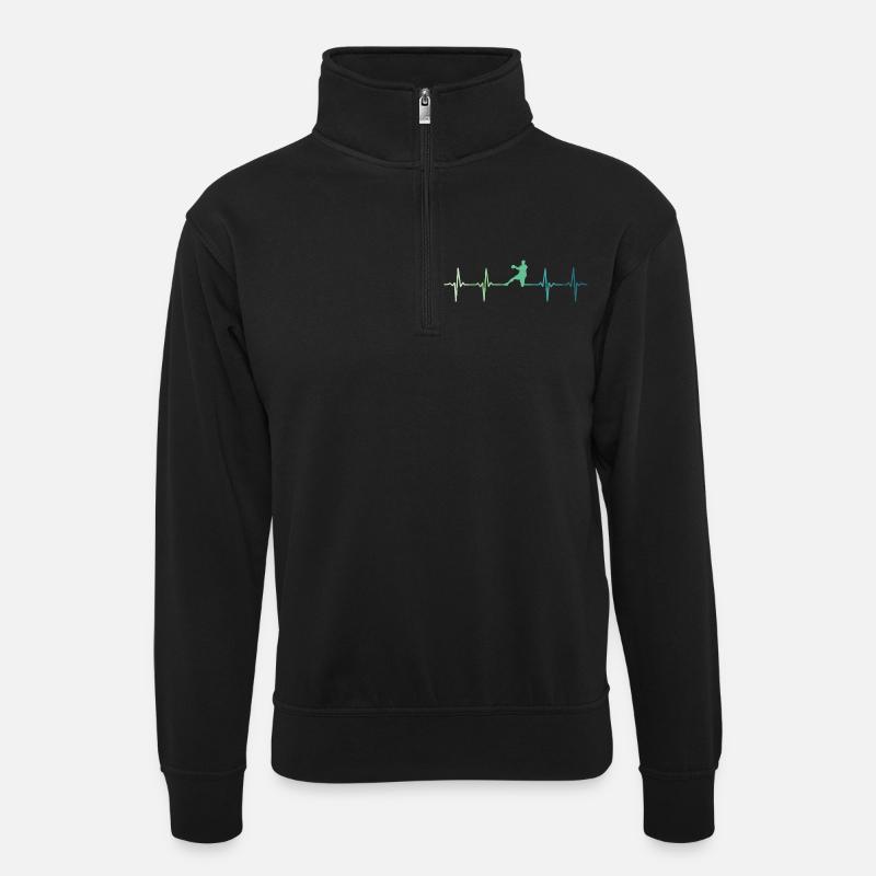 Handball battement de coeur handball  - Sweat col montant zippé unisexe - noir