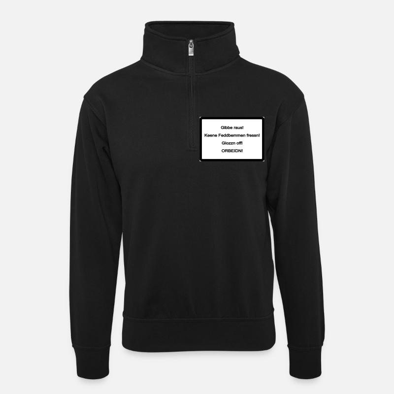 Sachsen Schild - Unisex Pullover mit Zip-Kragen - Schwarz