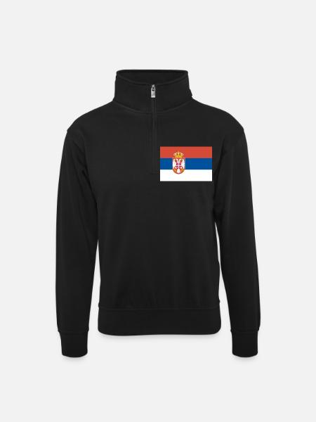 Serbische Flagge - Unisex Pullover mit Zip-Kragen - Schwarz