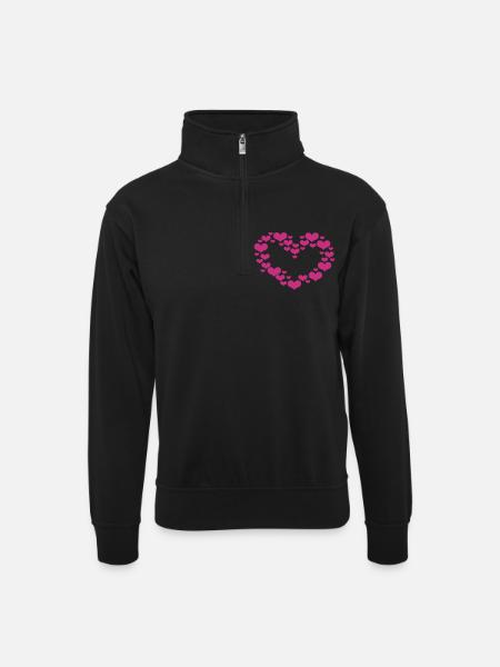 Herz aus Herzen - Unisex Pullover mit Zip-Kragen - Schwarz