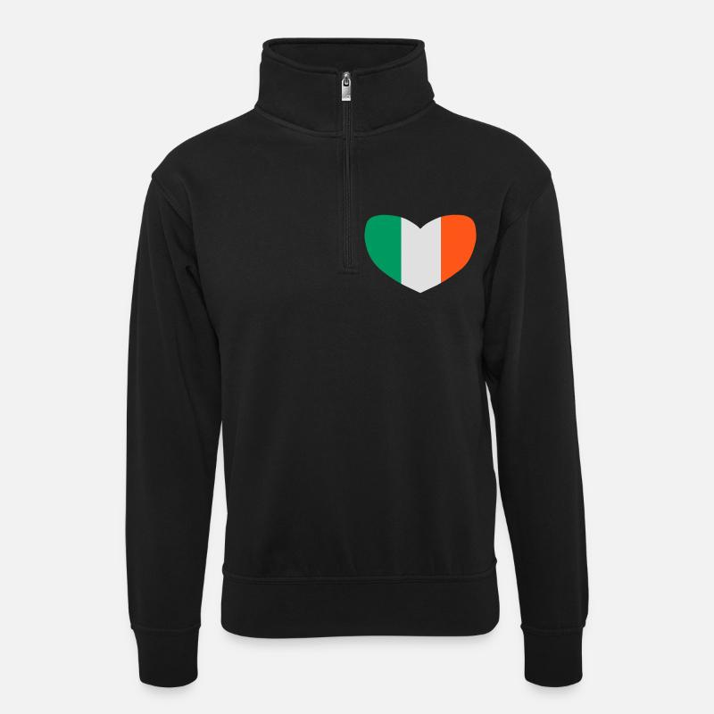 love irland - Unisex Pullover mit Zip-Kragen - Schwarz