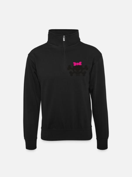Tee crâne - Sweat col montant zippé unisexe - noir