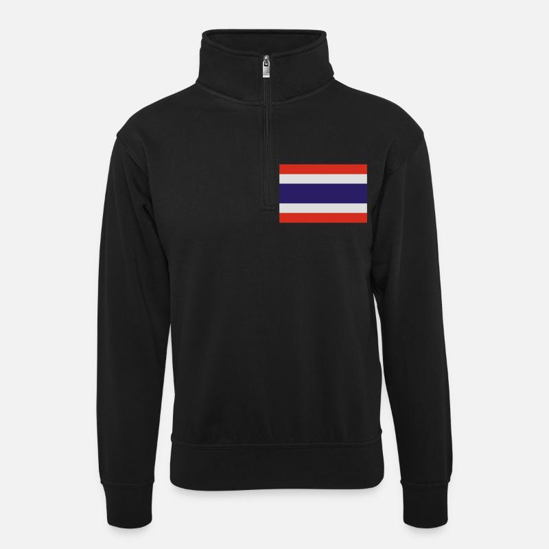 thailand - Unisex Pullover mit Zip-Kragen - Schwarz