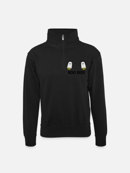 Boo Bees - Unisex Pullover mit Zip-Kragen - Schwarz