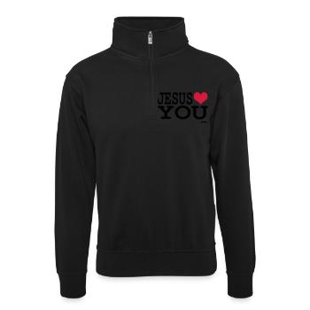 jesus loves you - Sweat col montant zippé unisexe - noir - Devant