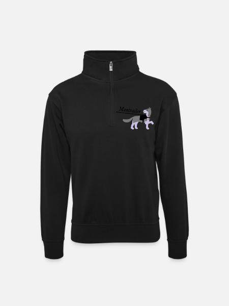 Mantrailer vektor - Unisex Pullover mit Zip-Kragen - Schwarz
