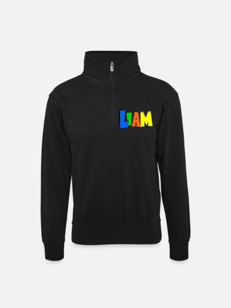 Liam - Unisex Pullover mit Zip-Kragen - Schwarz