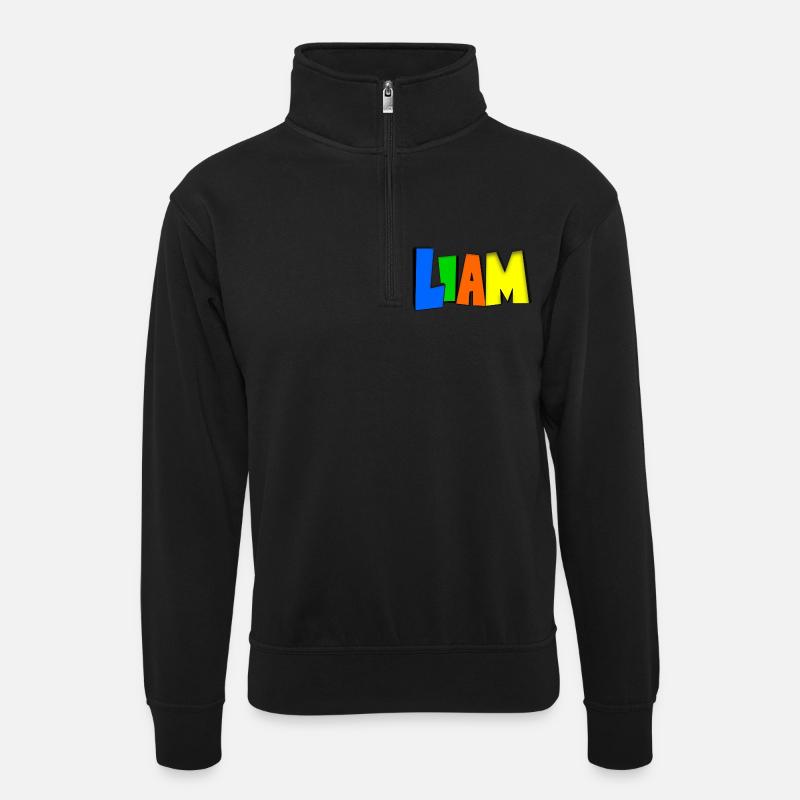 Liam - Unisex Pullover mit Zip-Kragen - Schwarz