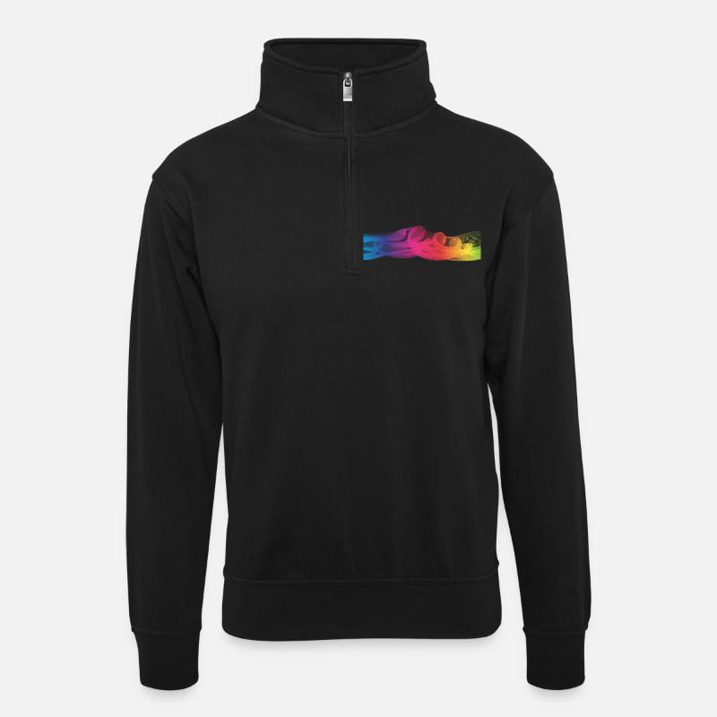 Bunte Farben - Unisex Pullover mit Zip-Kragen - Schwarz