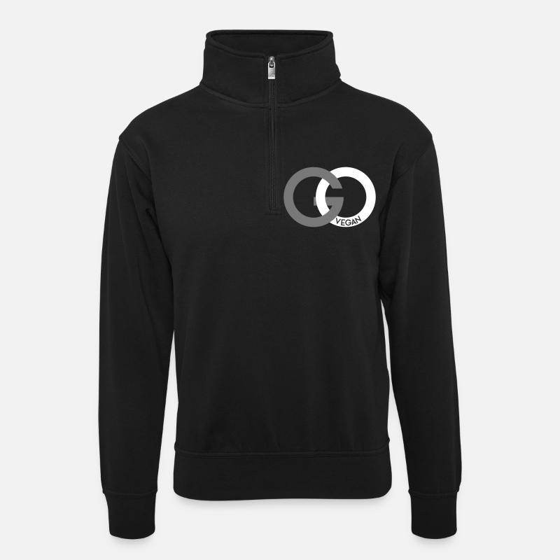GO VEGAN SIGN - Unisex Pullover mit Zip-Kragen - Schwarz