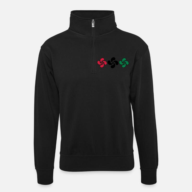 Croix Basques - Sweat col montant zippé unisexe - noir