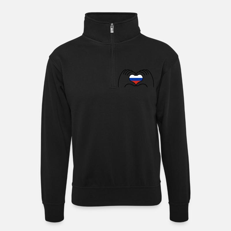 Coeur Russie - Sweat col montant zippé unisexe - noir