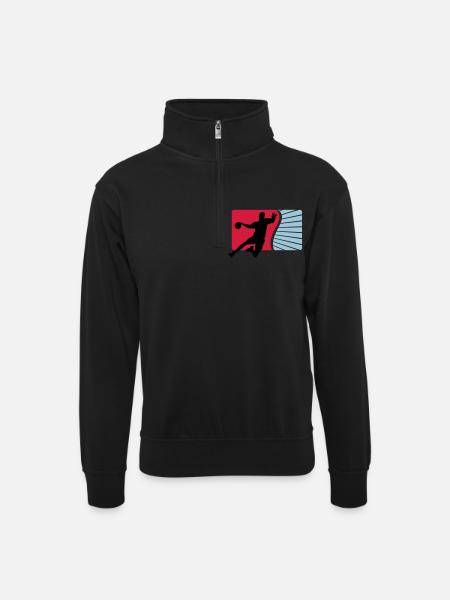 handball - Unisex sweater with zip collar - black