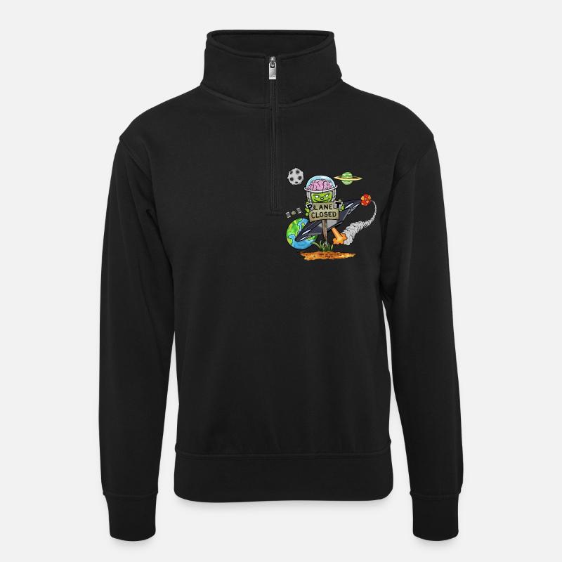 Planet Closed - Unisex Pullover mit Zip-Kragen - Schwarz