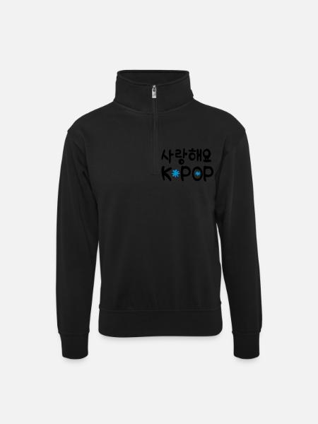 Sarang hae yo KPOP - Unisex sweater with zip collar - black