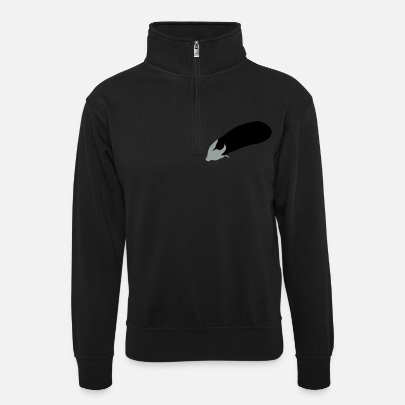 aubergine - Sweat col montant zippé unisexe - noir