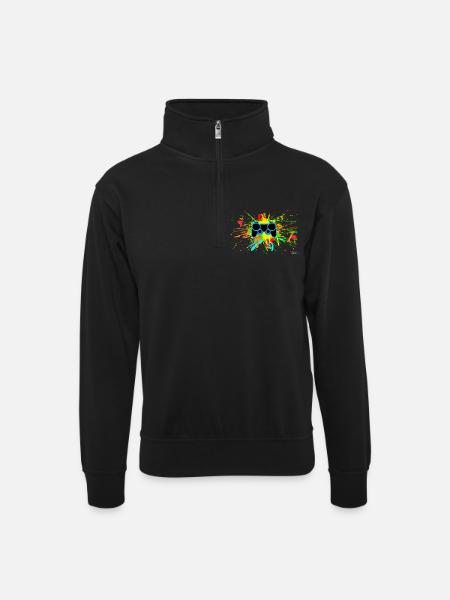 Graffiti Controller Splatter - Unisex sweater with zip collar - black