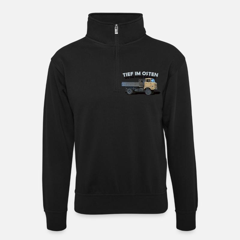 ifa w50 ddr ossi - Unisex Pullover mit Zip-Kragen - Schwarz
