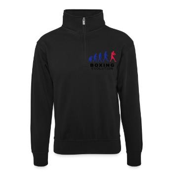 Boxing evolution - Unisex Pullover mit Zip-Kragen - Schwarz - Vorne