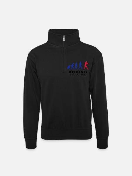 Boxing evolution - Unisex sweater with zip collar - black