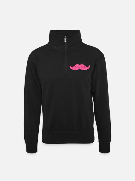 glittering moustache - Unisex sweater with zip collar - black