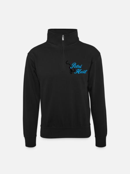 Petri Heil - Unisex Pullover mit Zip-Kragen - Schwarz