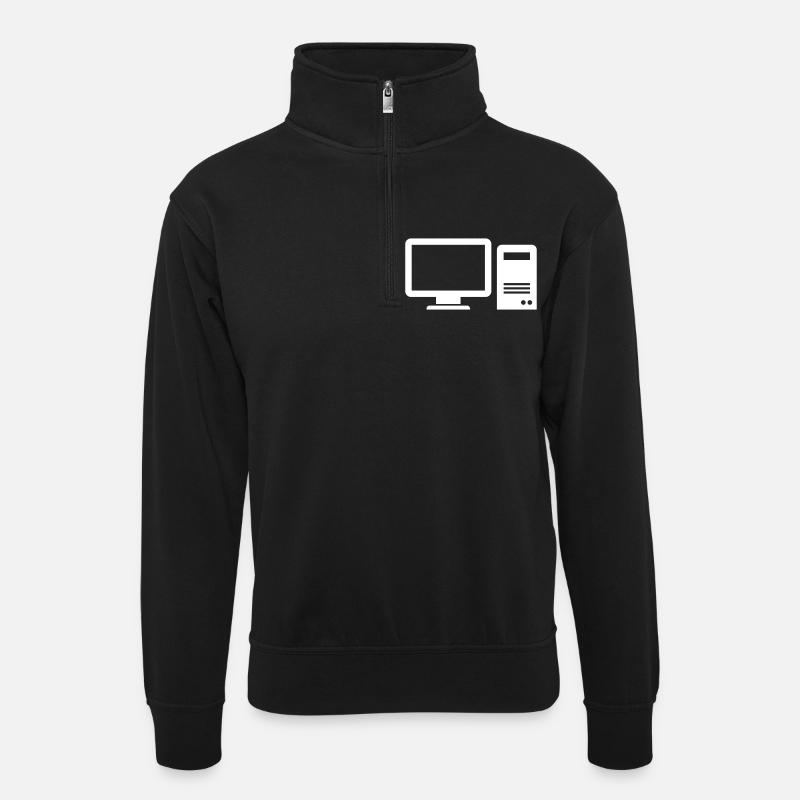 Computer - Unisex Pullover mit Zip-Kragen - Schwarz