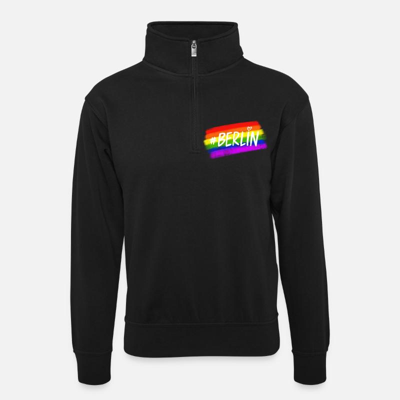 Berlin Pride - Unisex Pullover mit Zip-Kragen - Schwarz