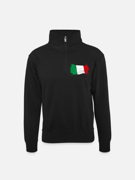 Italy Flag - Unisex Pullover mit Zip-Kragen - Schwarz