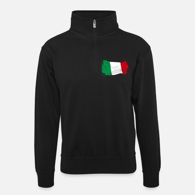 Italy Flag - Unisex Pullover mit Zip-Kragen - Schwarz