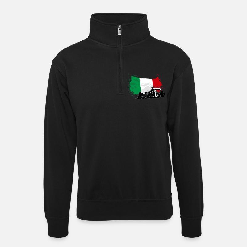 Formula One - Italy Flag - Unisex Pullover mit Zip-Kragen - Schwarz