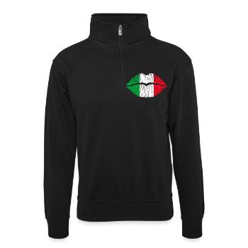 Kuss Italien - Unisex Pullover mit Zip-Kragen - Schwarz - Vorne