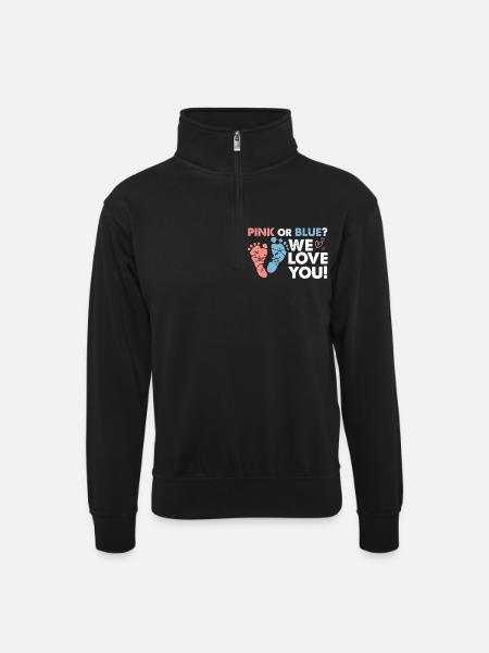 Pink or Blue We love you Schwangerschaft Baby - Unisex-sweatshirt med zipkrave - sort