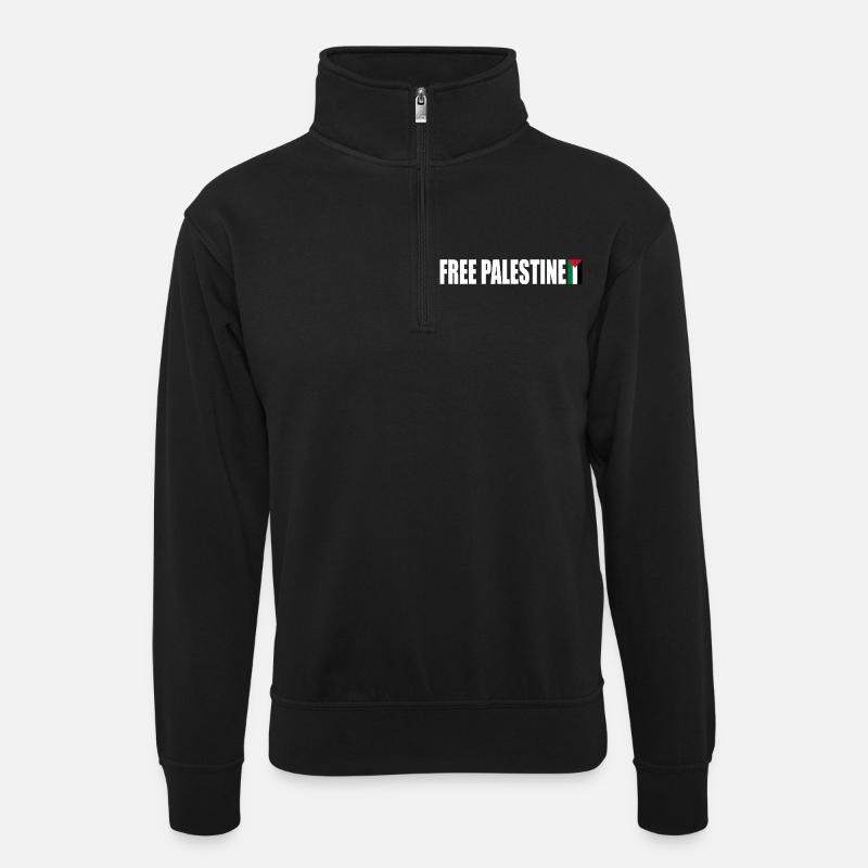 Free palestine - Unisex sweater with zip collar - black