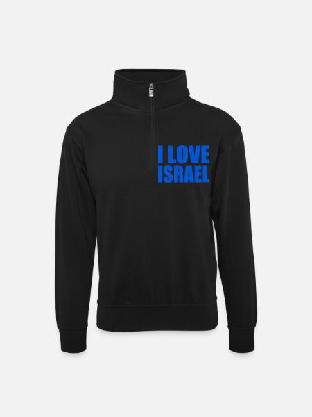I love israel - Unisex Pullover mit Zip-Kragen - Schwarz