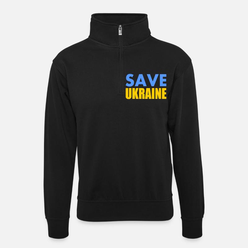 Save ukraine - Unisex Pullover mit Zip-Kragen - Schwarz