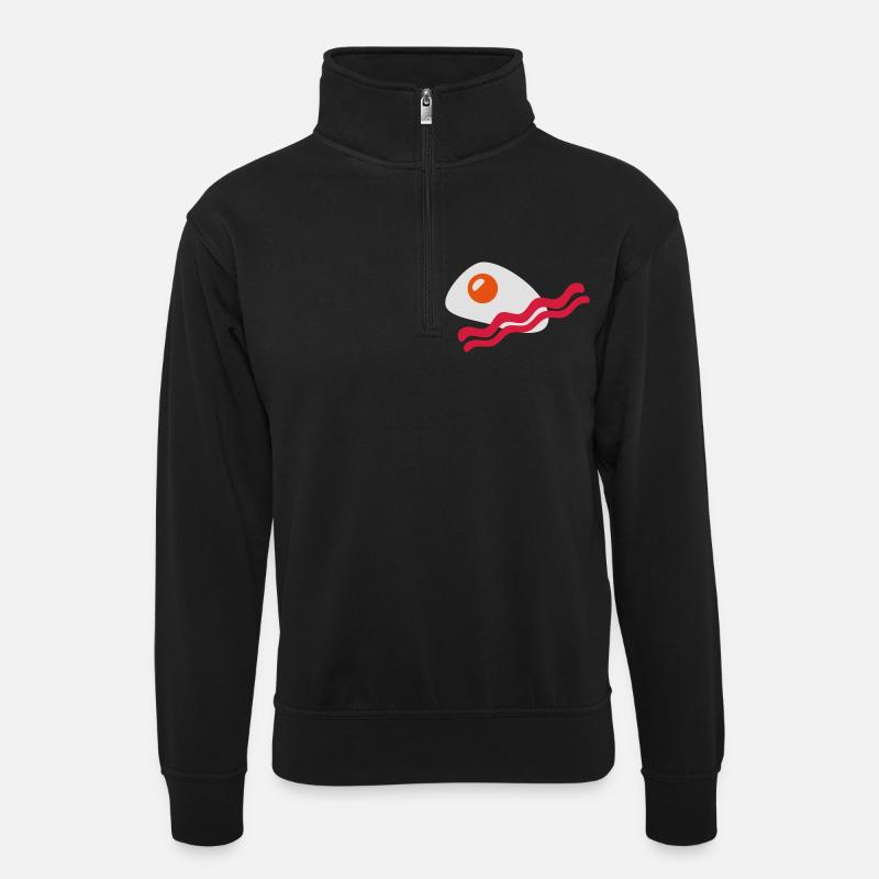Schinken - Unisex Pullover mit Zip-Kragen - Schwarz