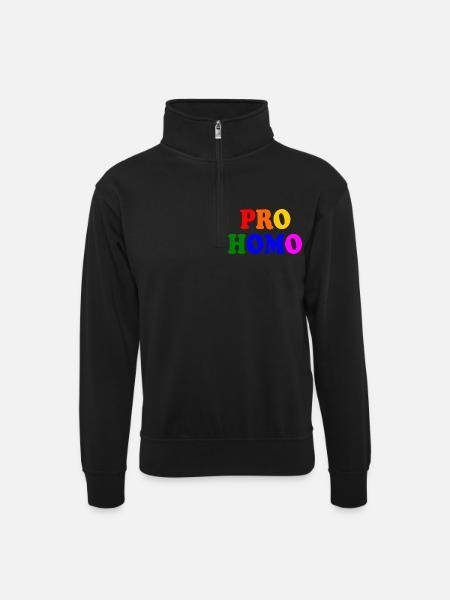 Pro homo - Unisex sweater with zip collar - black