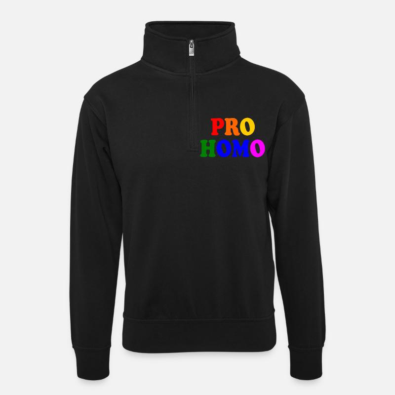 Pro homo - Unisex Pullover mit Zip-Kragen - Schwarz