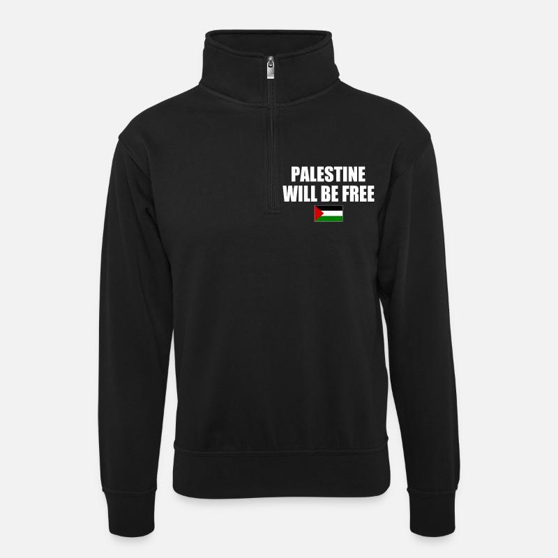 palestine will be free - Sweat col montant zippé unisexe - noir