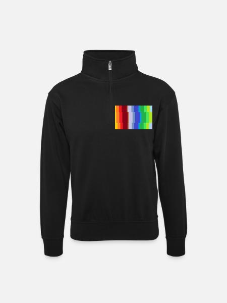 Bunte Struktur - Unisex Pullover mit Zip-Kragen - Schwarz