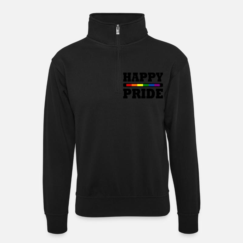 Happy pride - Unisex sweater with zip collar - black