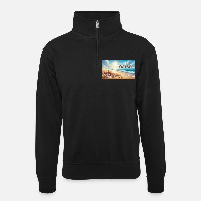 Ostsee - Unisex Pullover mit Zip-Kragen - Schwarz
